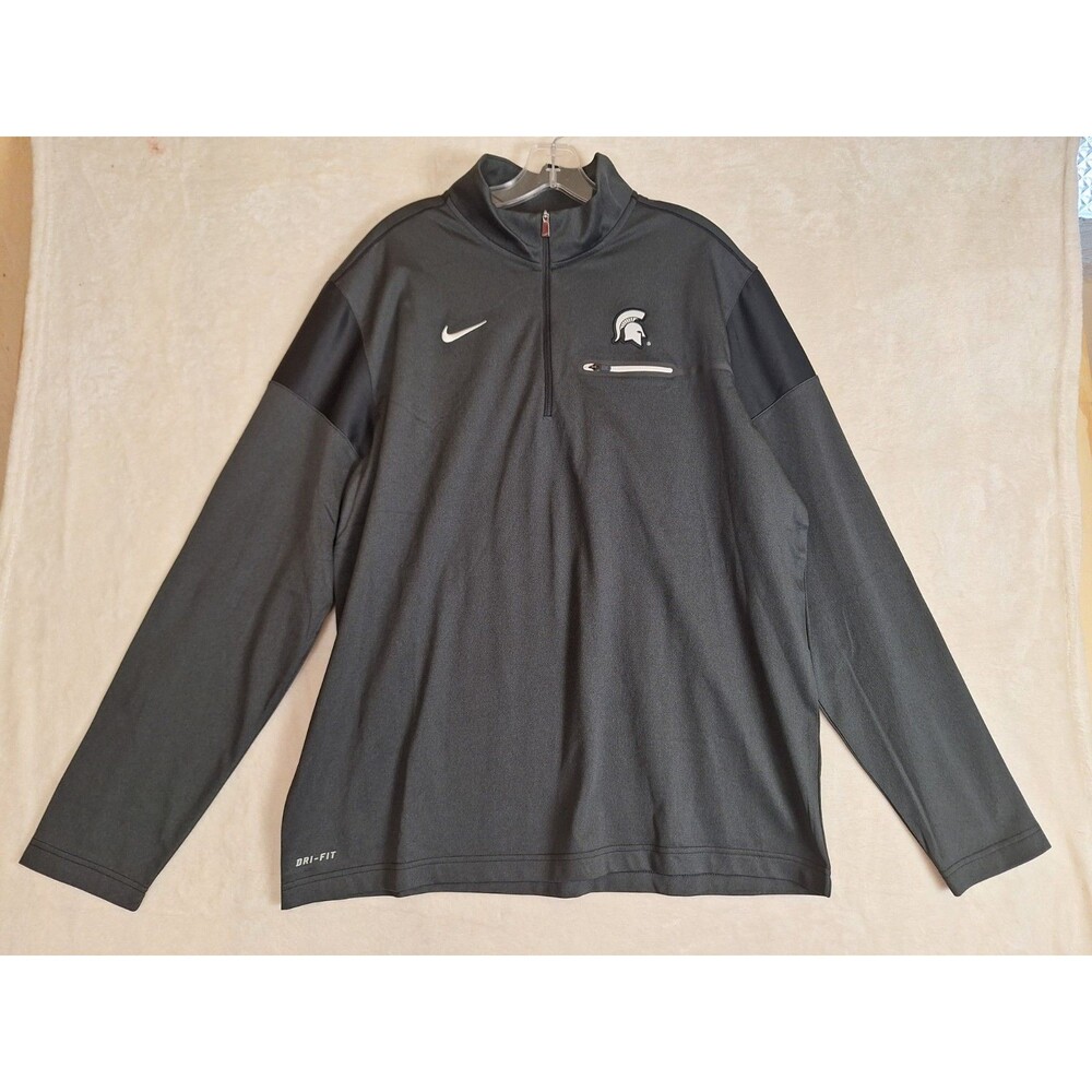 Nike Black XL Michigan State Spartans Long Sleeve 1/4 Zip Long Sleeve Top NWT